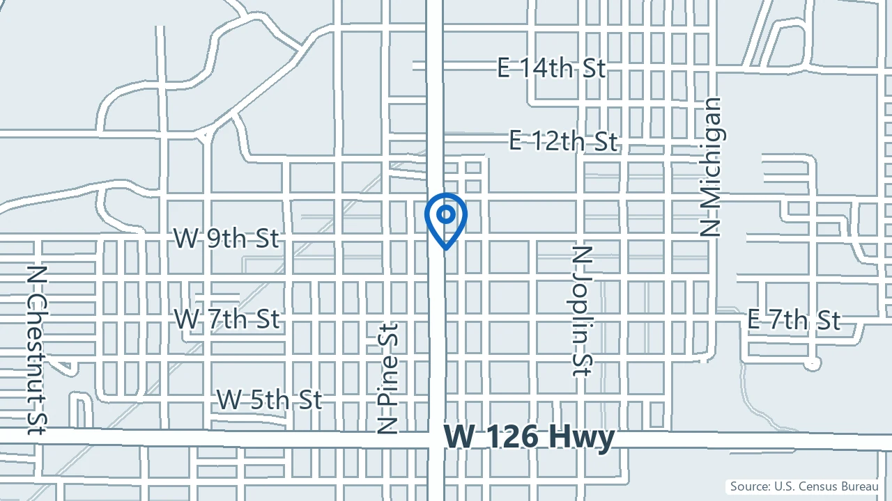 Map showing NeuroRise Institute in Pittsburg, Kansas