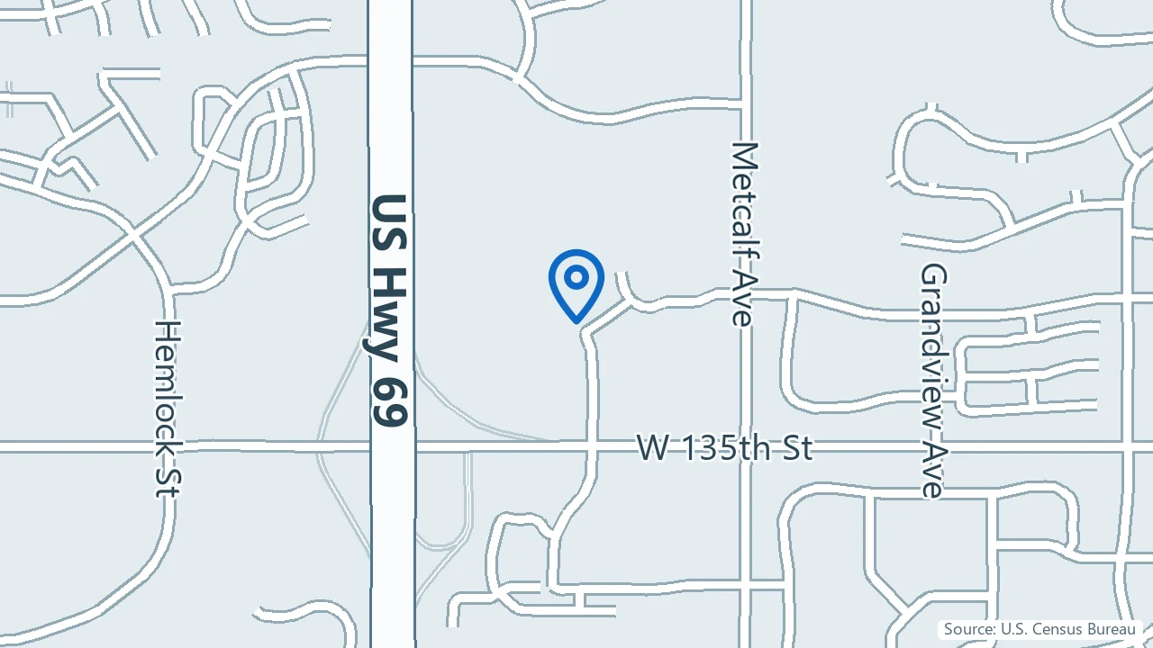 Map showing Kansas City Psychiatry Partners in Overland Park, Kansas