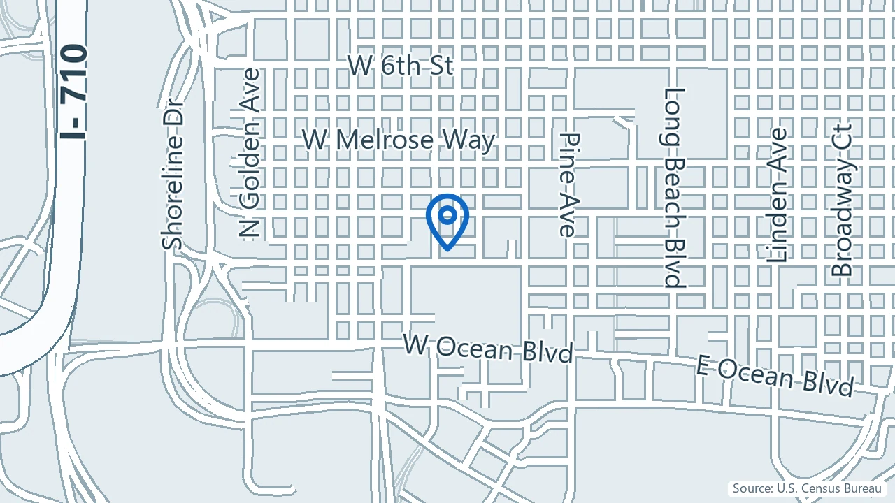 Map showing Mind Care Services in Long Beach, California