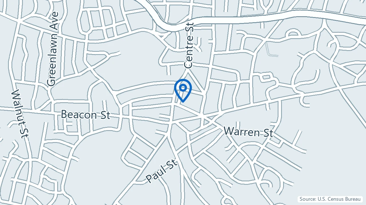 Map showing Lumin Health in Newton, Massachusetts