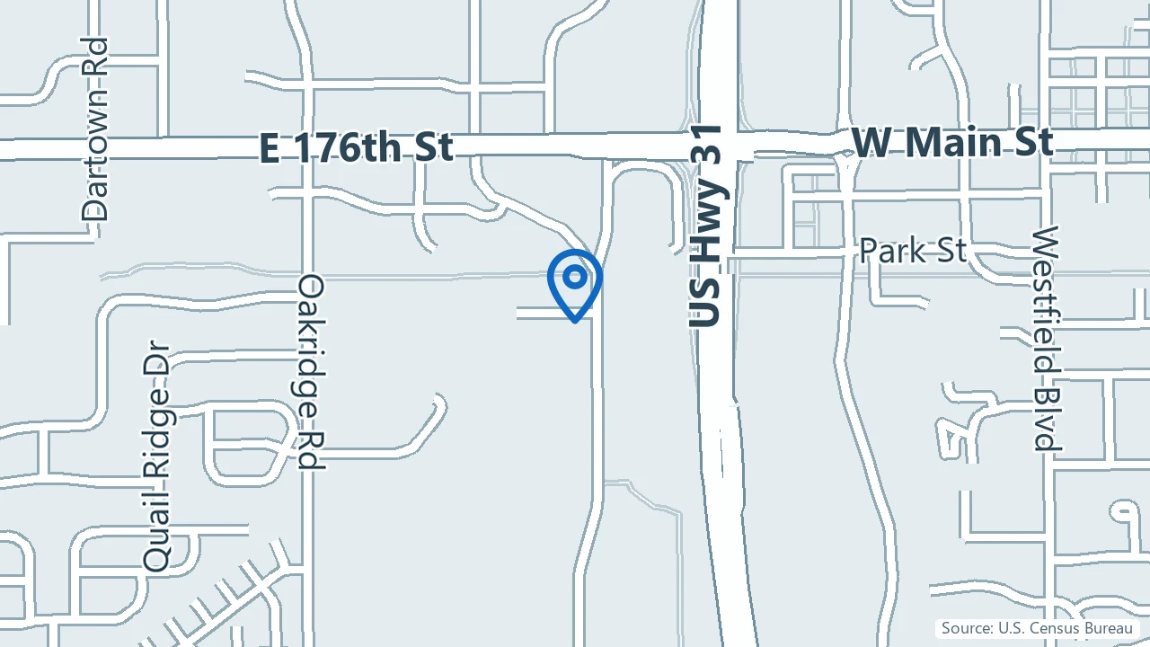 Map showing MindFit Counseling in Westfield, Indiana