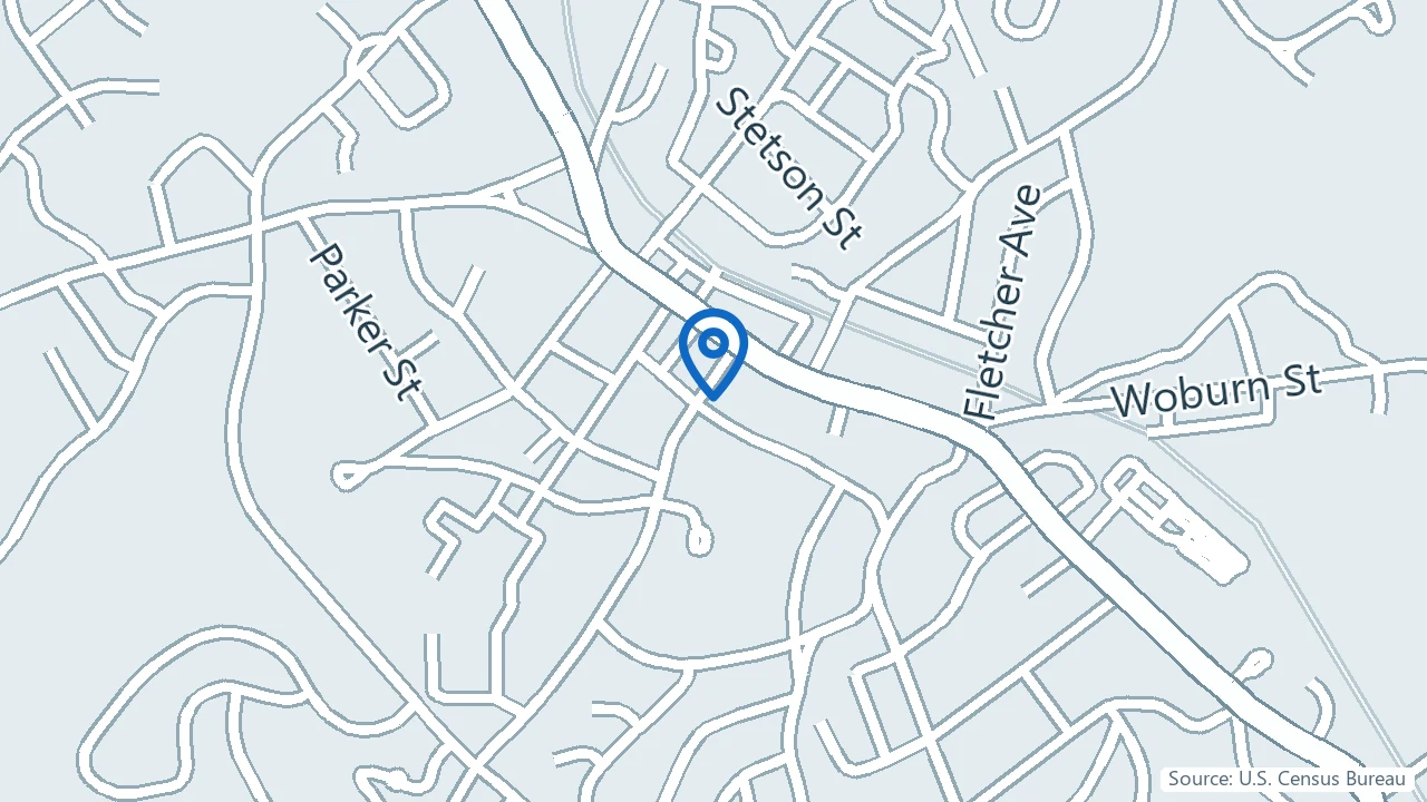 Map showing Boston MindCare Ketamine Infusion Therapy in Lexington, Massachusetts