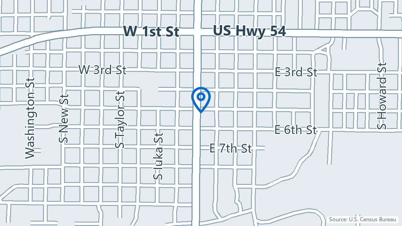 Map showing Sunflower Mental Wellness in Pratt, Kansas