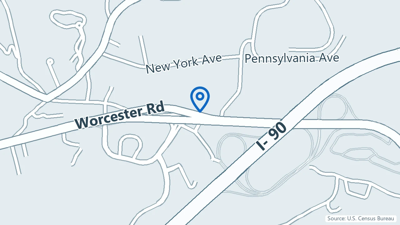 Map showing Progressive Therapeutics in Framingham, Massachusetts