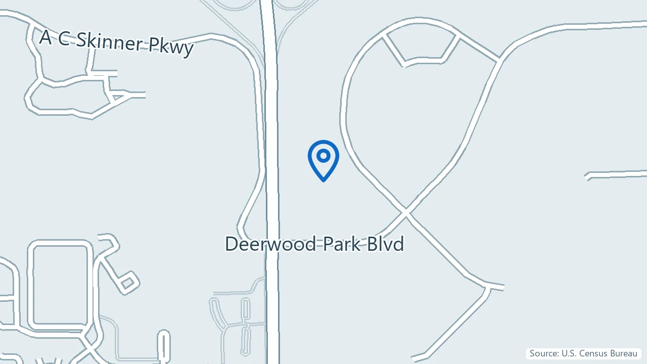 Map showing Happy Minds Wellness Center in Jacksonville, Florida