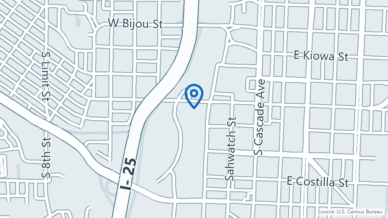 Map showing Cottonwood Creek Wellness Center in Colorado Springs, Colorado