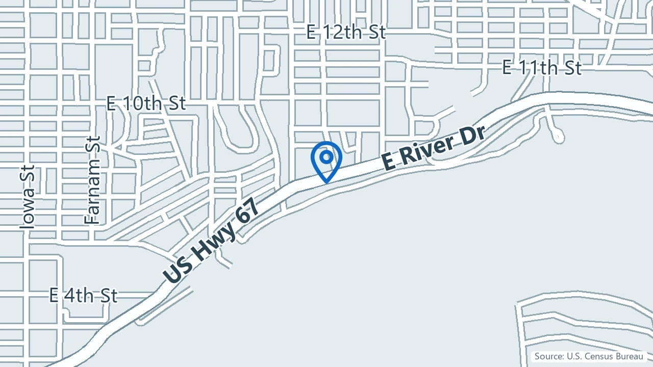 Map showing Breakthrough Wellness QC in Davenport, Iowa