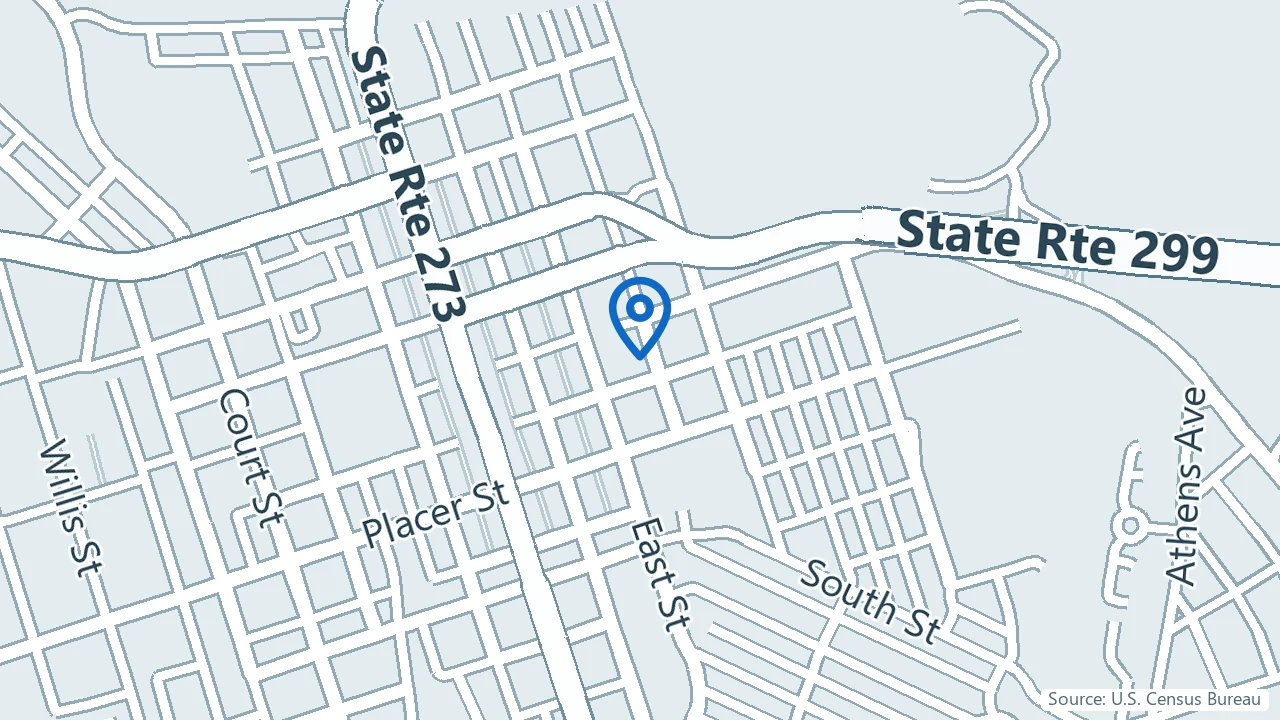 Map showing Shasta Meadows Wellness Center in Redding, California
