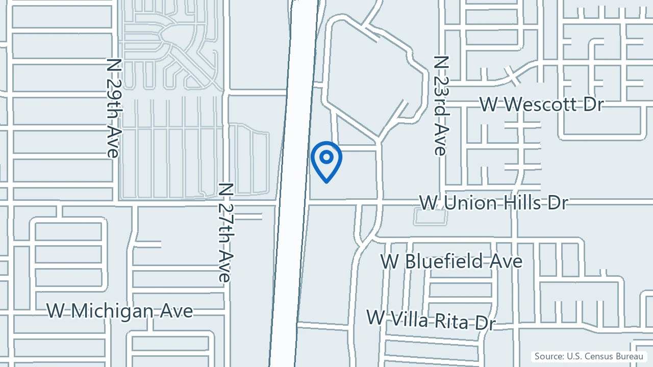 Map showing Azona Health in Phoenix, Arizona