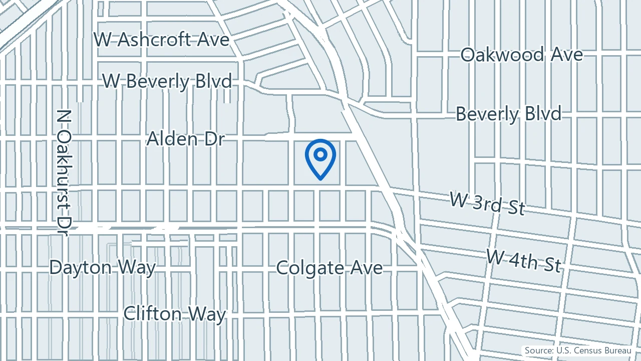 Map showing Mental Health Center in Los Angeles, California