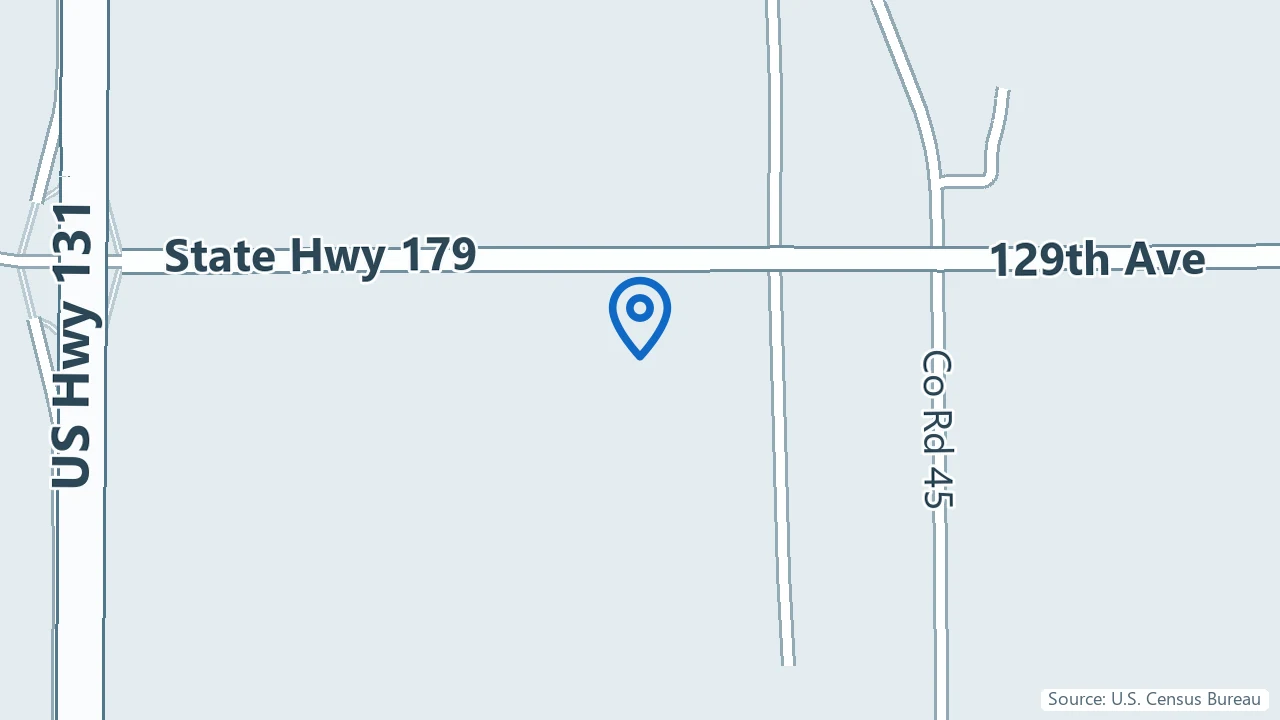Map showing Gun Lake Tribal Health Center in Shelbyville, Michigan