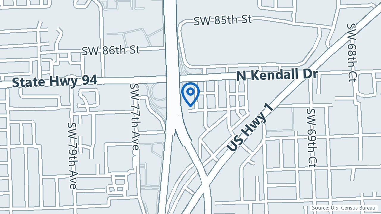 Map showing Happy Minds Wellness Center in Miami, Florida