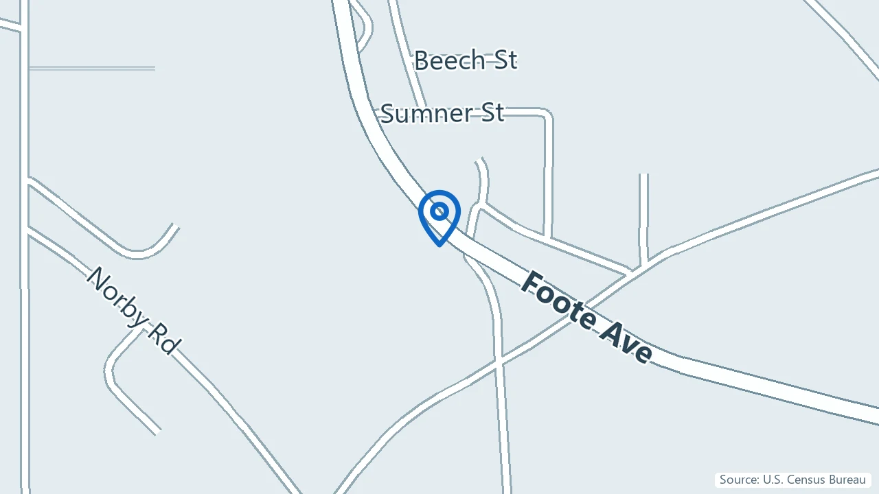 Map showing Jamestown Psychiatric in Jamestown, New York