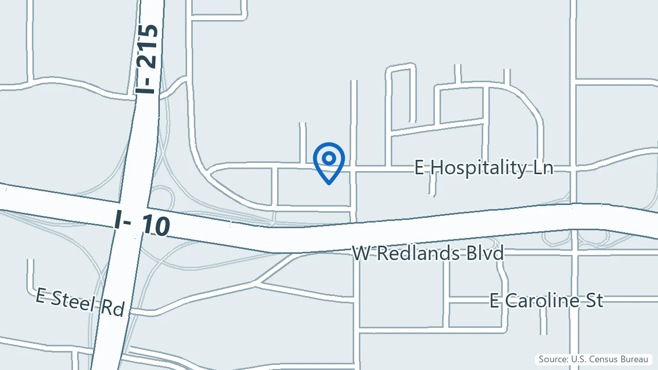 Map showing Advanced Psychiatry Associates in San Bernardino, California