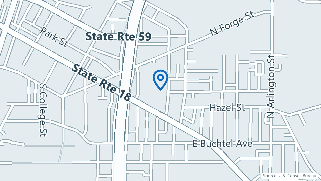 Map showing Summa Health Behavioral Health Institute in Akron, Ohio