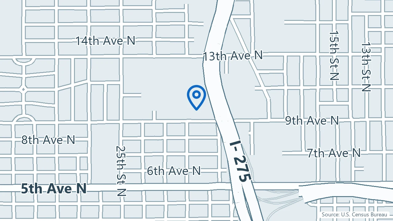Map showing Learning to Achieve Wellness in St. Petersburg, Florida