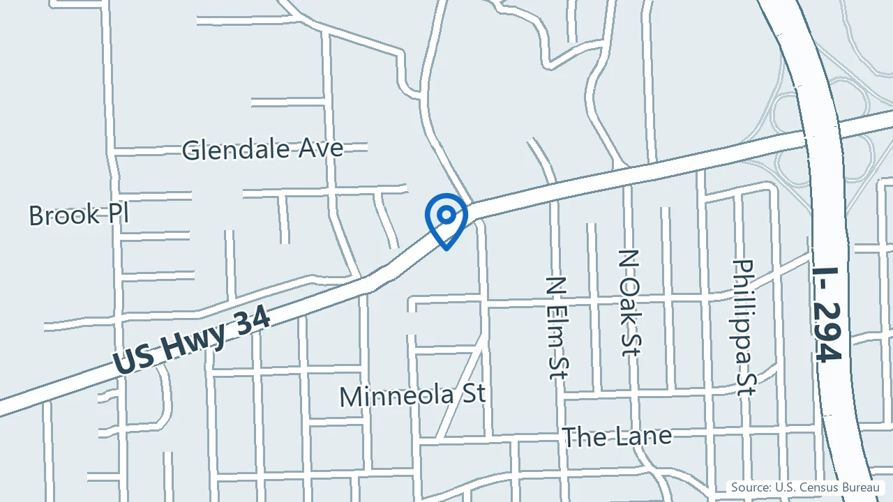 Map showing DuPage Psychiatric Care in Hinsdale, Illinois
