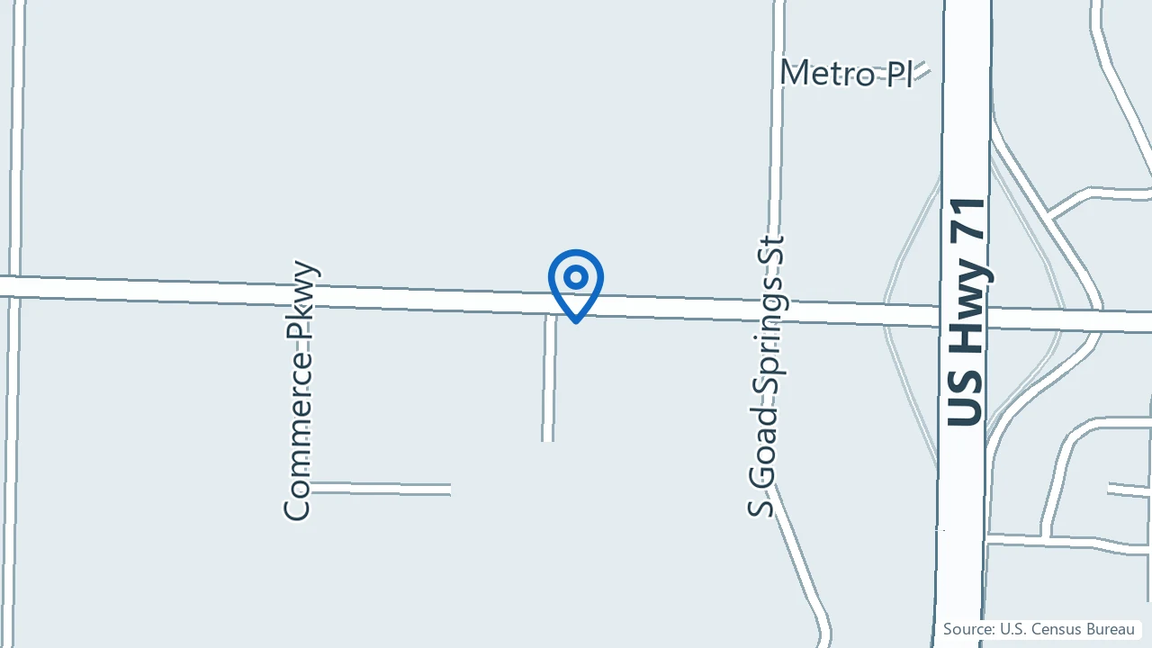 Map showing Ascend Wellness Center in Lowell, Arkansas