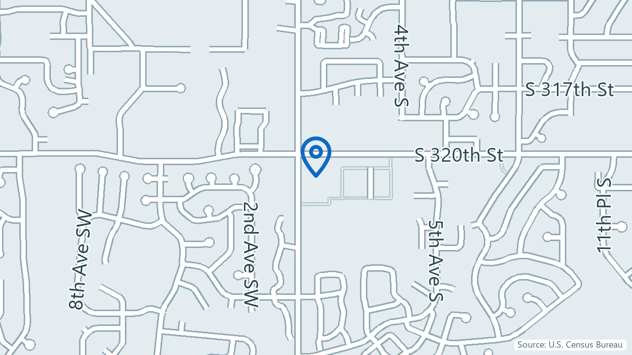Map showing CloverHope Mental Health Services in Federal Way, Washington