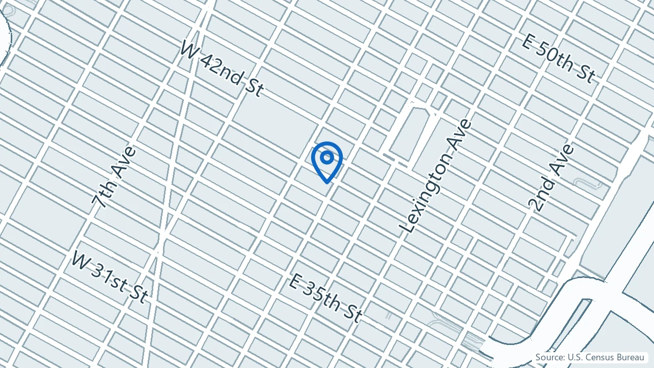 Map showing MidCity TMS in New York, New York