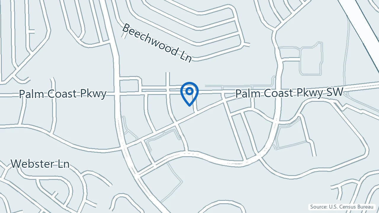 Map showing Sunshine Psychiatric Care and Wellness in Palm Coast, Florida