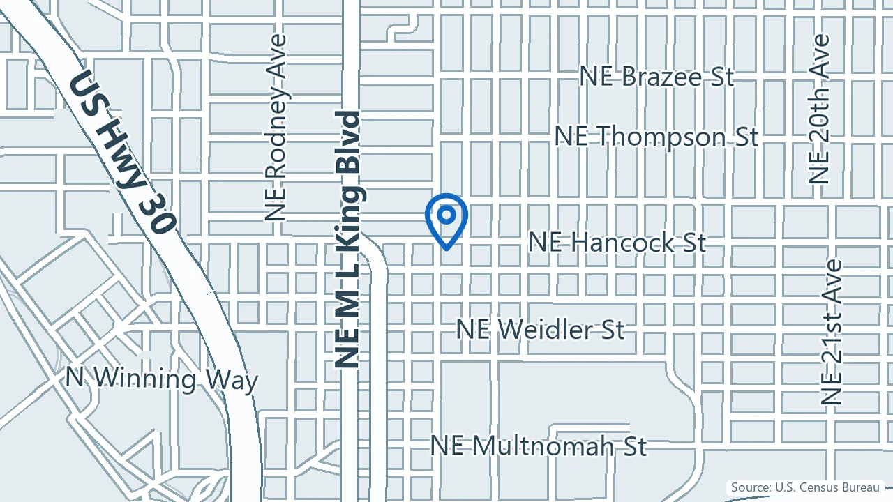 Map showing Synaptic Institute in Portland, Oregon