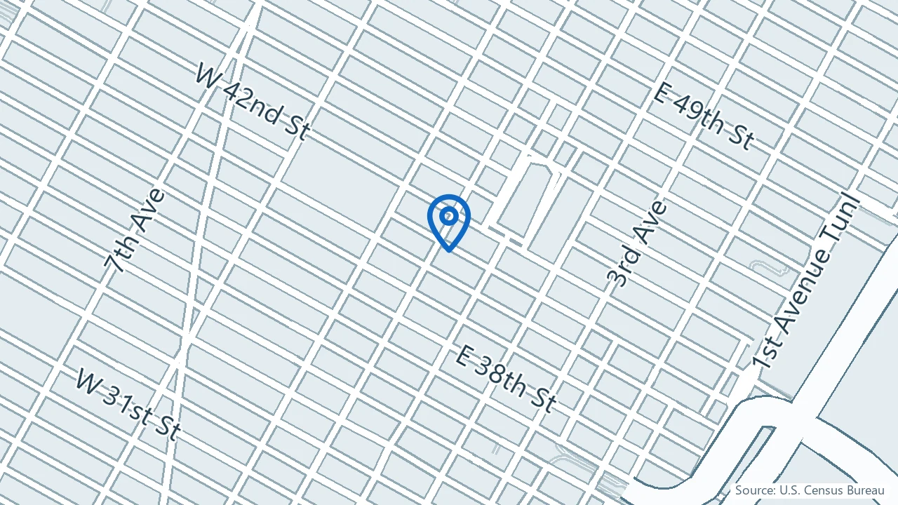 Map showing Manhattan Restorative Health Sciences in New York, New York
