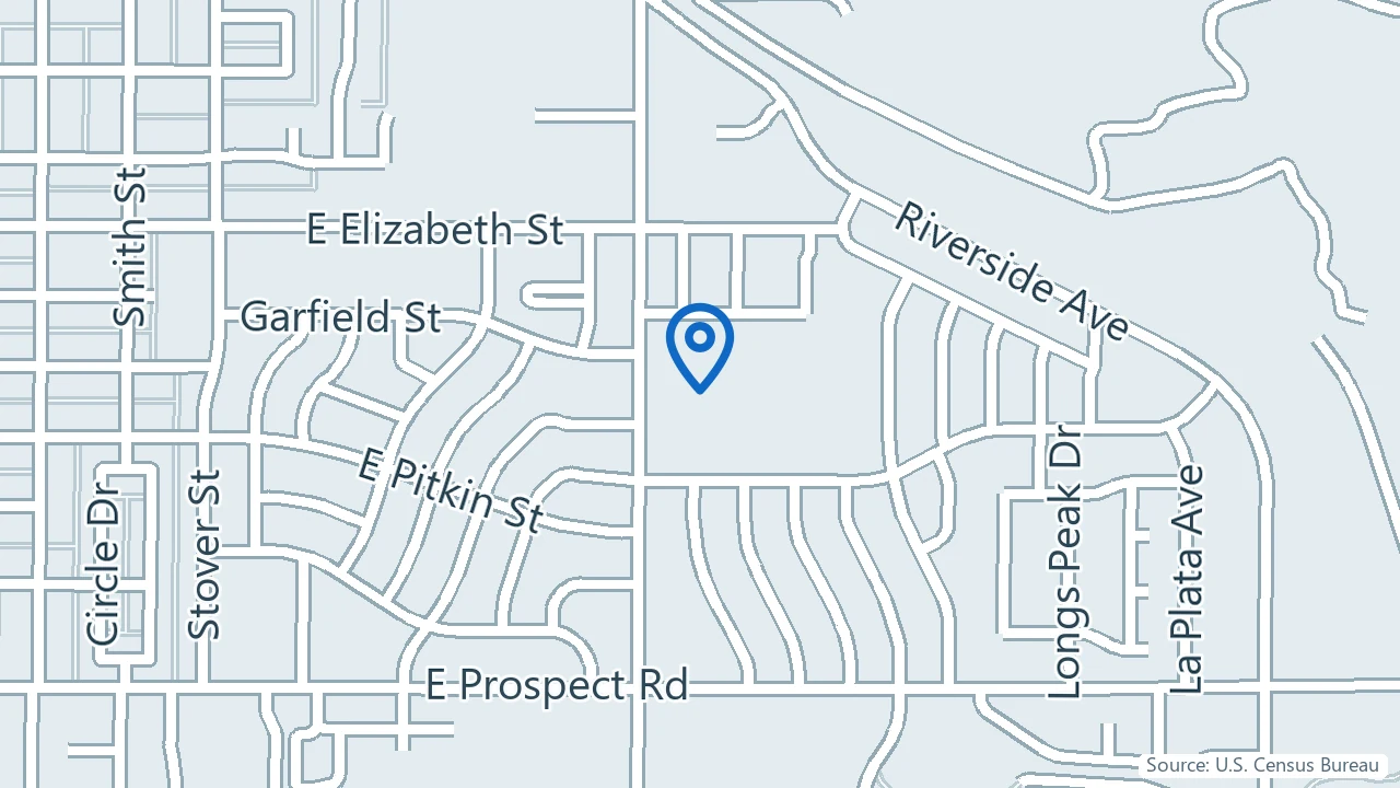 Map showing UCHealth Behavioral Health Center in Fort Collins, Colorado