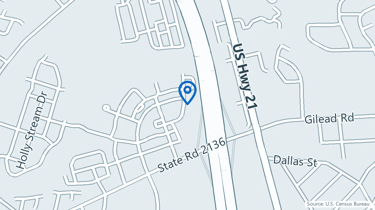 Map showing Carolinas Center in Huntersville, North Carolina