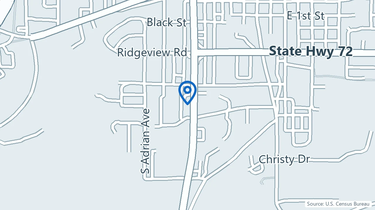 Map showing 1Wellness in Rolla, Missouri