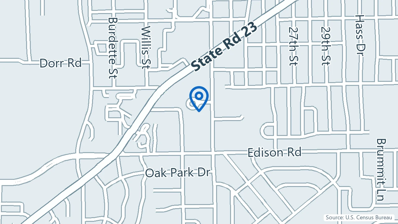Map showing Joseph Glazier MD in South Bend, Indiana