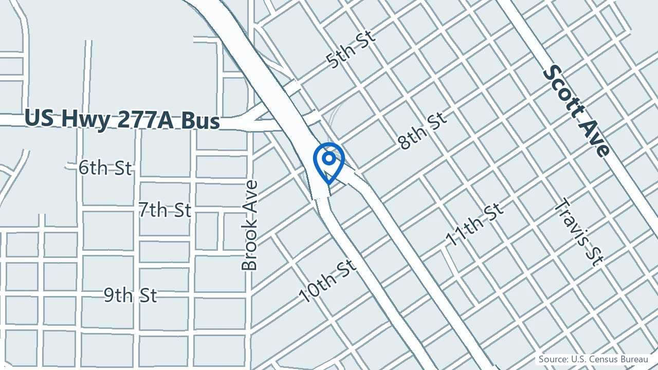 Map showing North Texas Discover Hope Clinic in Wichita Falls, Texas