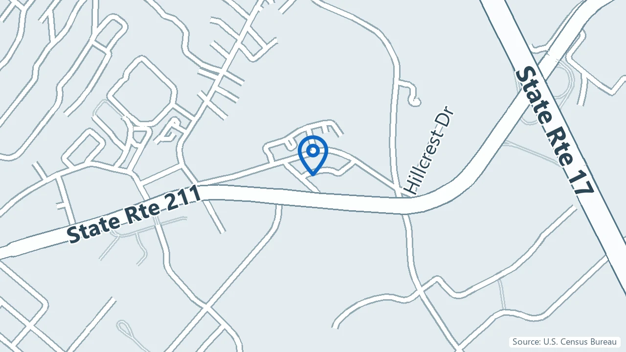 Map showing Middletown Medical in Middletown, New York