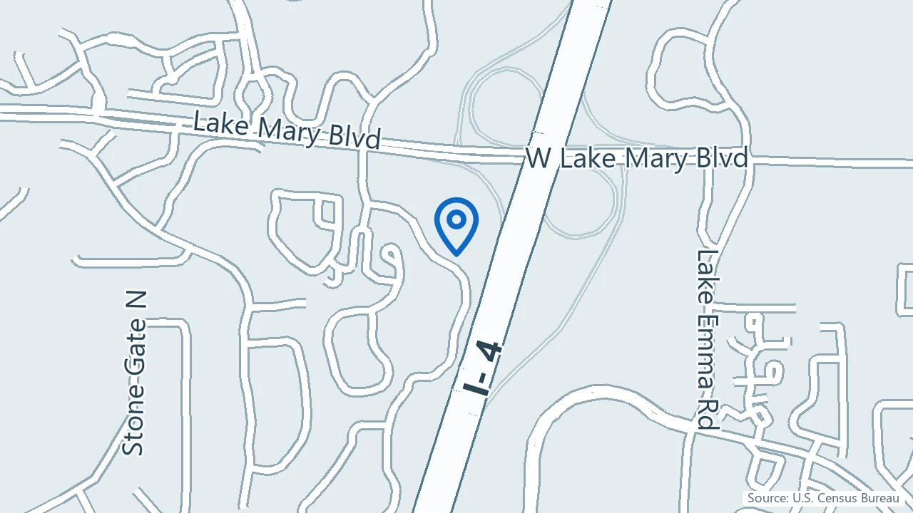 Map showing Caya Health in Lake Mary, Florida