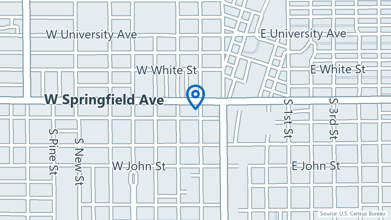 Map showing StrIVeMD Wellness and Ketamine in Champaign, Illinois
