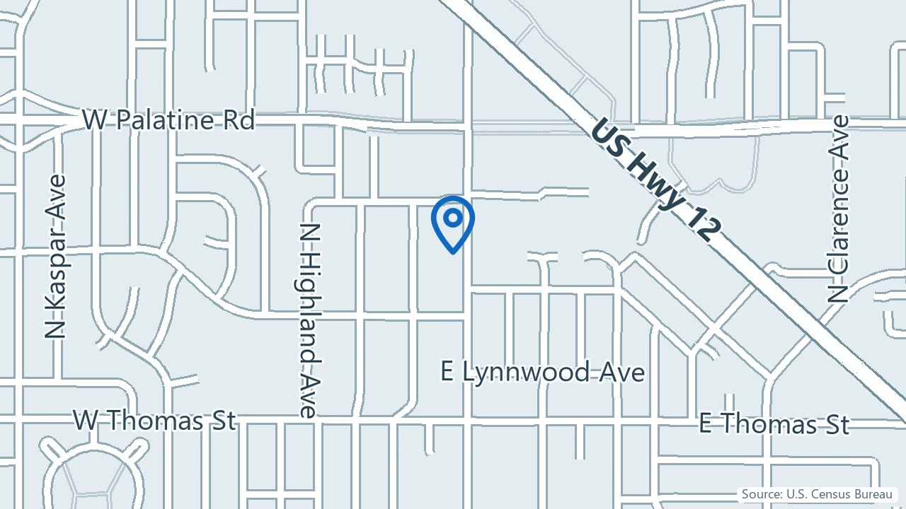 Map showing Midwest Ketamine Center in Arlington Heights, Illinois