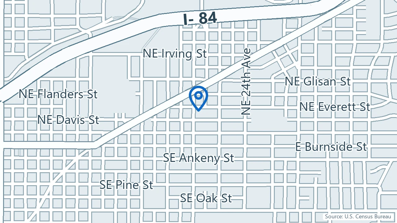 Map showing Portland Psychiatric Services in Portland, Oregon