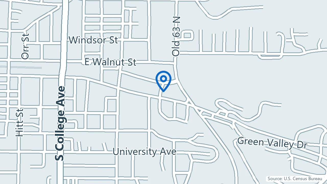 Map showing Serenity Health in Columbia, Missouri