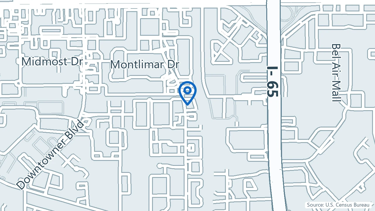 Map showing BayView Professional Associates in Mobile, Alabama