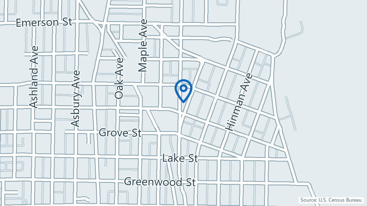 Map showing Guided Psychiatry in Evanston, Illinois