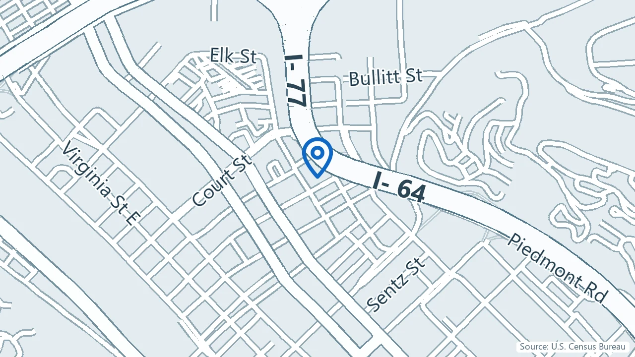 Map showing Serenity Ketamine and Infusion Center in Charleston, West Virginia