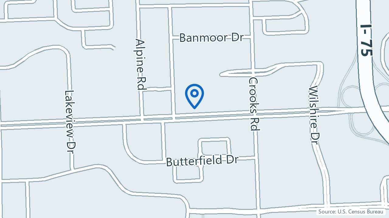 Map showing Advanced Psychiatry in Troy, Michigan
