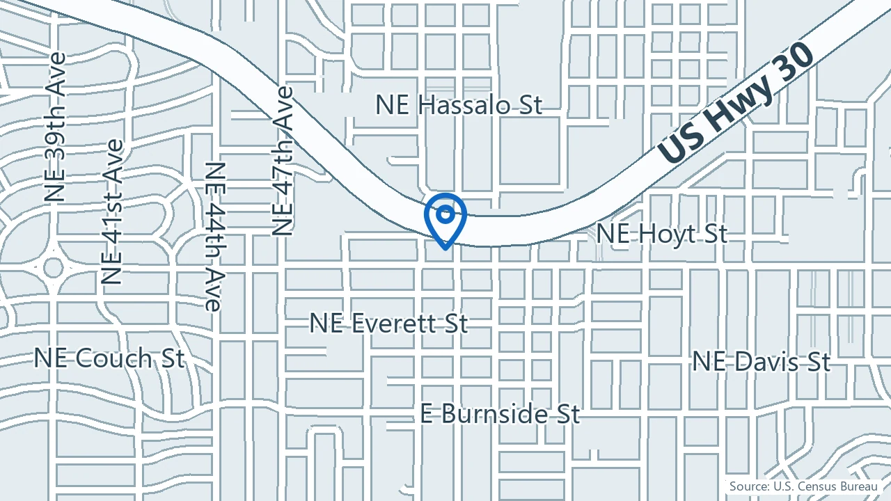 Map showing Providence Psychiatry Clinic - East in Portland, Oregon