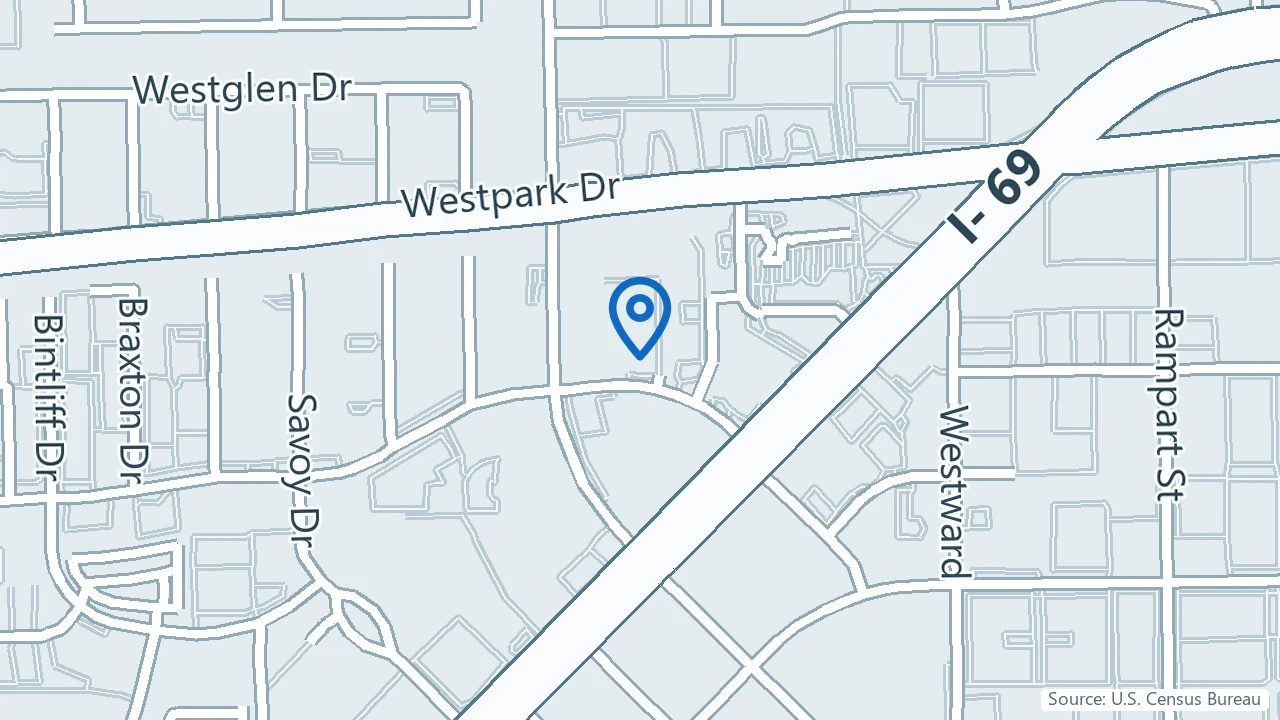 Map showing Castle Healthcare Services in Houston, Texas