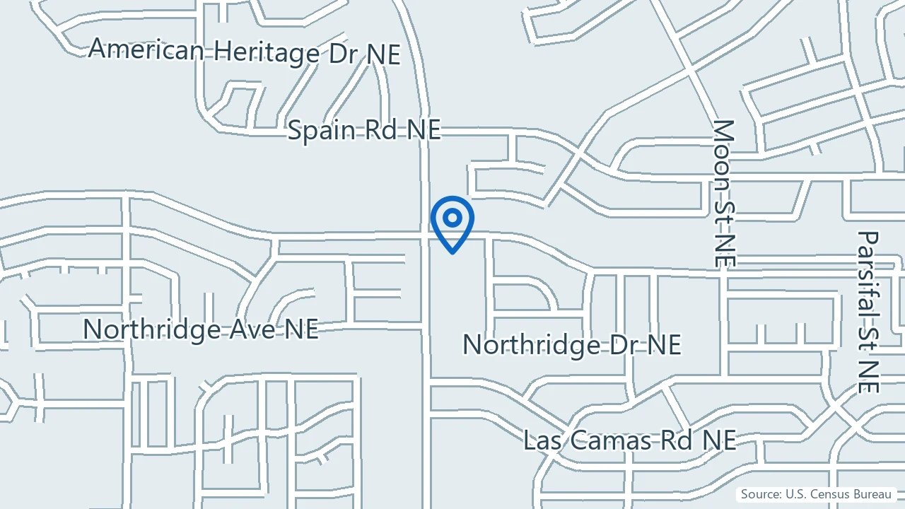 Map showing The Injection & Infusion Clinic of ABQ in Albuquerque, New Mexico