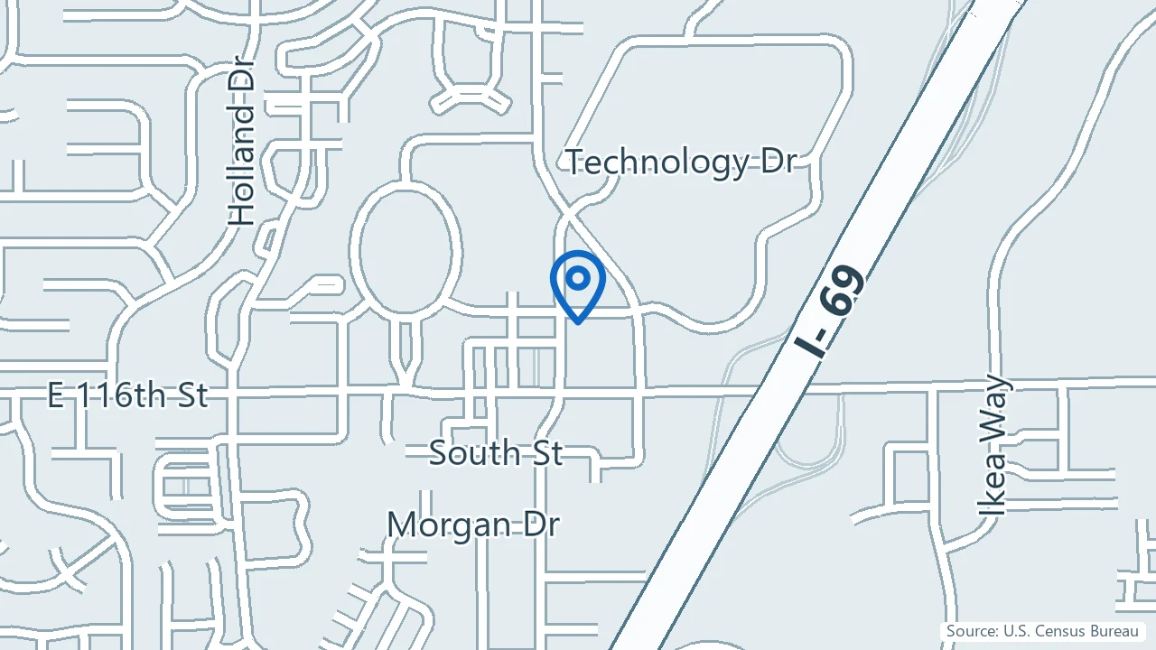 Map showing Red Maple Wellness in Fishers, Indiana