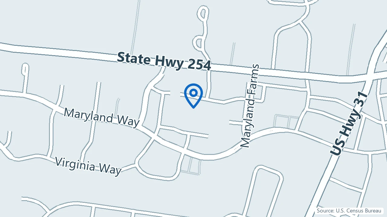 Map showing Synaptic Psych in Brentwood, Tennessee