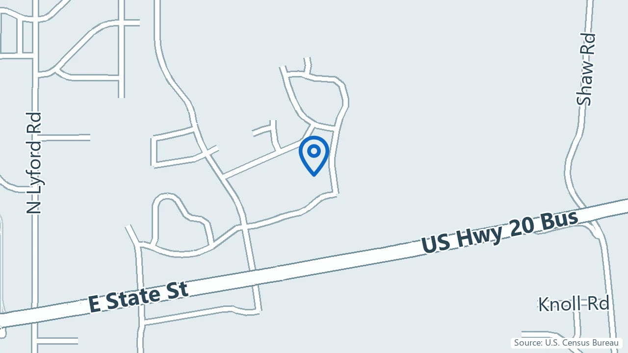 Map showing Rosecrance in Rockford, Illinois