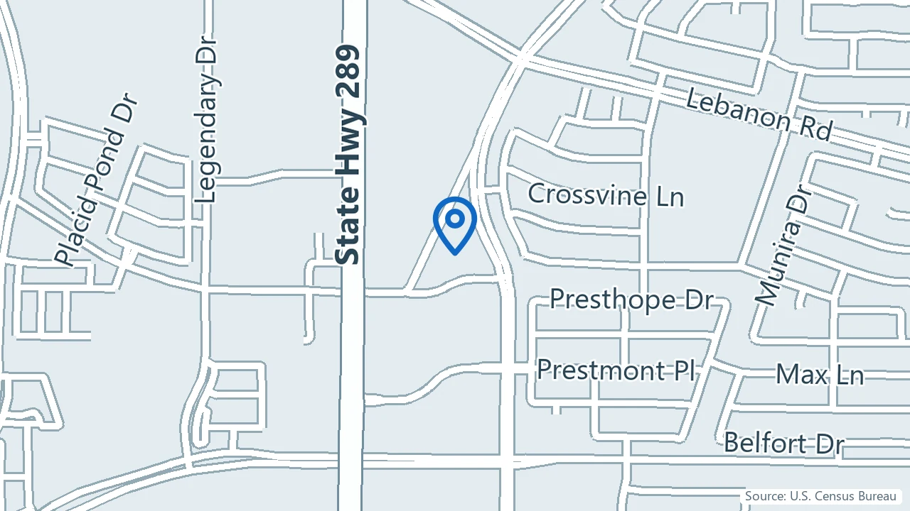 Map showing Perfect Balance Psychiatric Services in Frisco, Texas