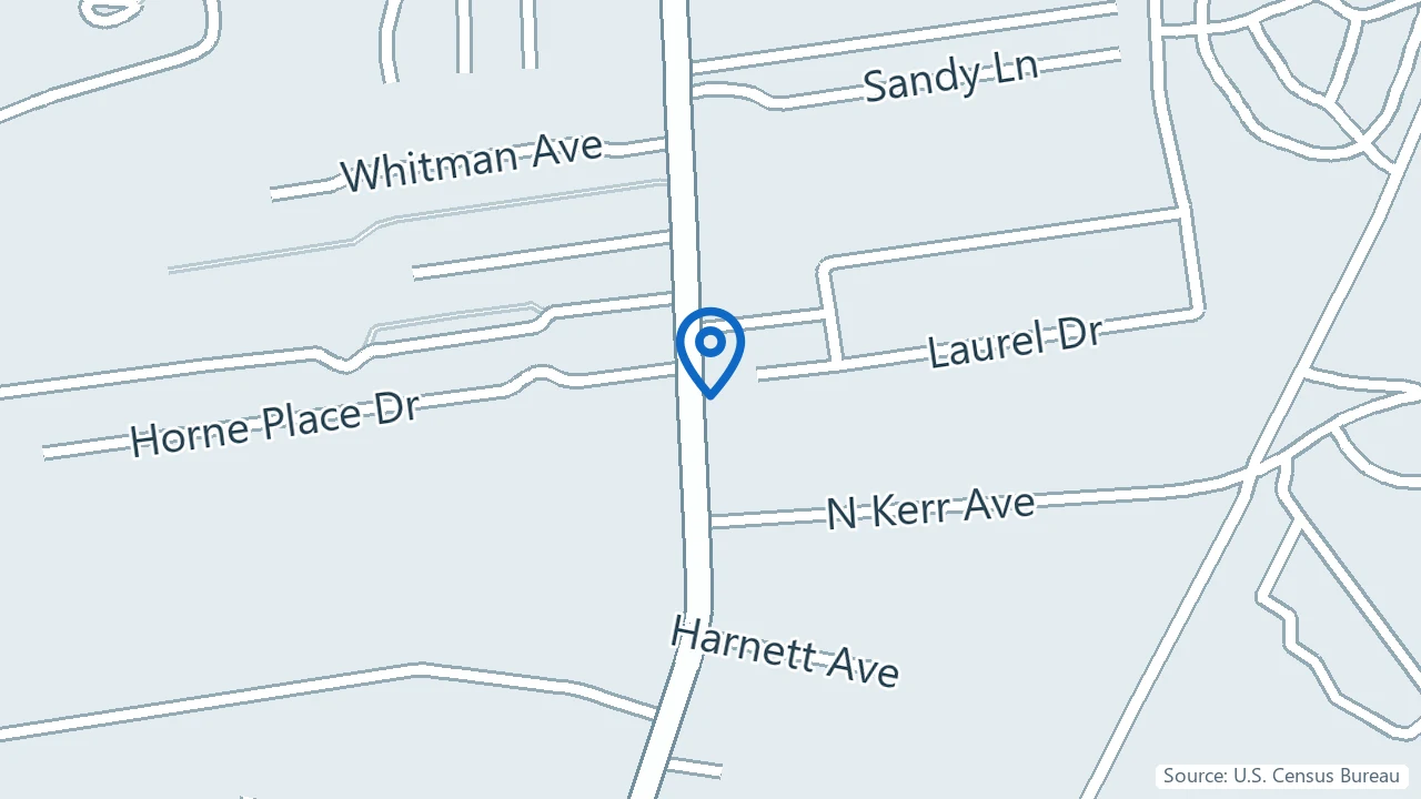 Map showing Trinity Wellness Center in Wilmington, North Carolina
